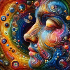 Synesthesia Abstract representation of the blending of senses su