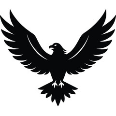 Obraz premium A majestic eagle soaring in the sky with outstretched wings, mountain scenery in the background, vector art.