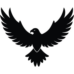 A majestic eagle soaring in the sky with outstretched wings, mountain scenery in the background, vector art.