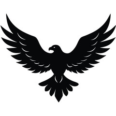 Fototapeta premium A majestic eagle soaring in the sky with outstretched wings, mountain scenery in the background, vector art.