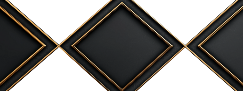 Elegant Diamond Frame with Black Background Isolated on transparent background