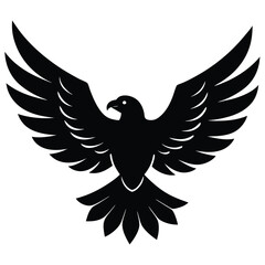 Obraz premium A majestic eagle soaring in the sky with outstretched wings, mountain scenery in the background, vector art.