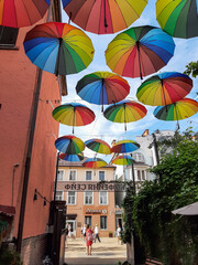 colorful umbrellas in the street