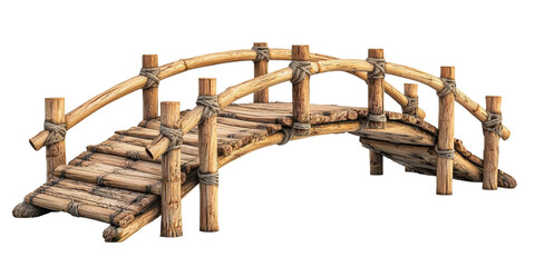 Naklejka premium Wooden Bridge for Scenic Nature Settings Isolated on transparent background