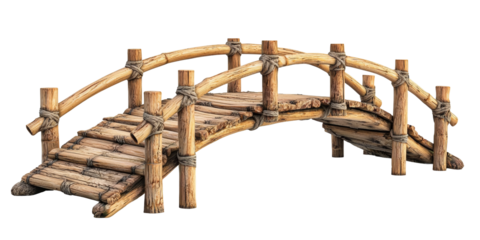 Wooden Bridge for Scenic Nature Settings Isolated on transparent background