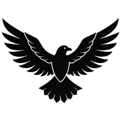 A majestic eagle soaring in the sky with outstretched wings, mountain scenery in the background, vector art.