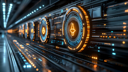 Futuristic 3D Illustration of a Digital Network