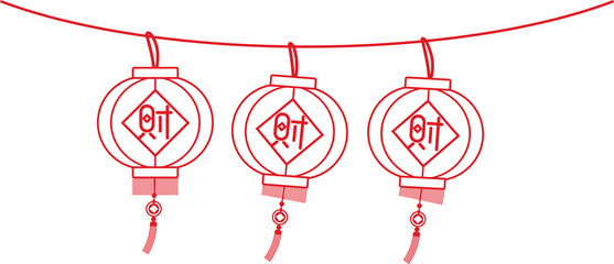 Traditional Chinese Lanterns outline art