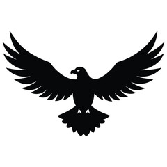 A majestic eagle soaring in the sky with outstretched wings, mountain scenery in the background, vector art.