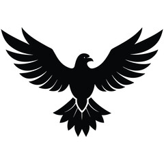A majestic eagle soaring in the sky with outstretched wings, mountain scenery in the background, vector art.