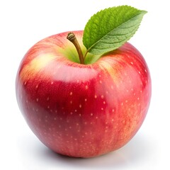 red apple with leaf