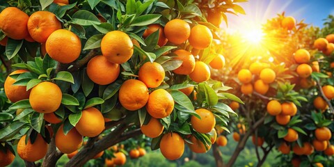 Lush Orange Tree with Ripe Fruits - Vibrant Stock Photo