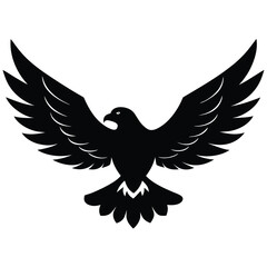 A majestic eagle soaring in the sky with outstretched wings, mountain scenery in the background, vector art.