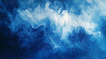 Obraz premium Abstract blue smoke swirling gracefully in dark space creates an ethereal atmosphere, Fog Special Effect on Blue Background for Overlay.