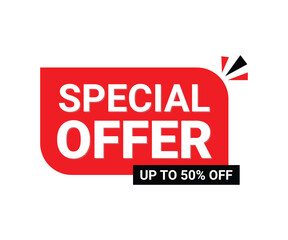 Special offer banner with shadow on white background. Can be used with any background. Vector illustration.