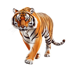 Fototapeta premium Majestic Tiger Walking Through Forest with Striking Orange and Black Stripes in Stunning Detail