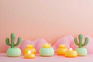 Colorful decorative plants in vibrant pastel shades on display.
