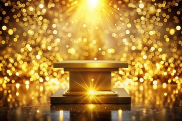 Obraz premium Luxurious Golden Podium Award Ceremony Evening Event Sparkling Backdrop Stock Photo