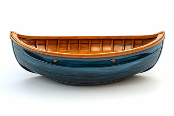 Handcrafted Wooden Rowboat: Teal and Brown Hull, Detailed Close-up