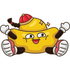 a vector of a cute gold ingot