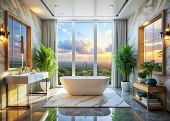 Fototapeta premium Luxurious Marble Bathroom Interior Design: Elegant Modern Space
