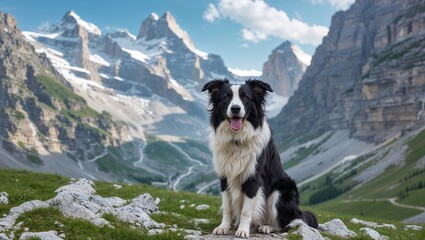 Obraz premium Traveling with a Border Collie Dog in Scenic Landscapes