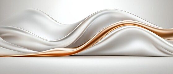 Obraz premium Abstract Elegant White and Gold Silk Drape Background Luxurious Fluid Wave Design