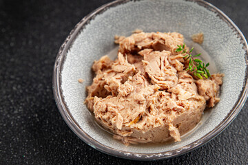 canned tuna fish seafood snack aperitif fresh tasty food dish delicious gourmet food pescetarian...