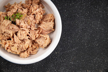 canned tuna fish seafood snack aperitif fresh tasty food dish delicious gourmet food pescetarian diet background on the table rustic food top view copy space vegetarian food 