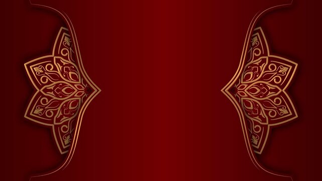 Red background simple decorative lines with beautiful spinning mandala