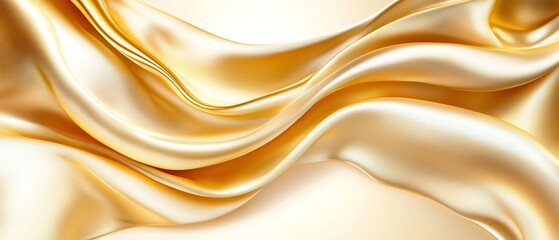 Fototapeta premium Luxurious Golden Silk Fabric Draped Waves Elegant Texture Background