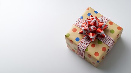 Gift Wrapped in Dotted Paper with Bow