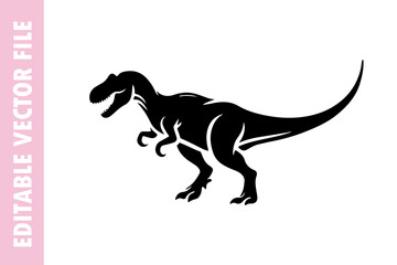 running dinosaur vector design silhouette illustration