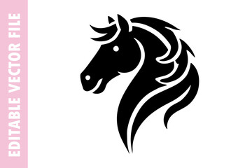 horse head silhouette, horse vector design
