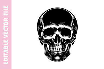 skull on black and beautiful, skull vector silhouette illustration