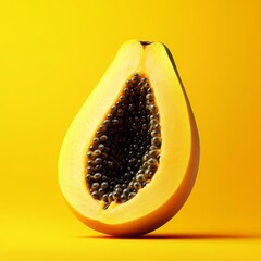 Ripe papaya half with numerous seeds