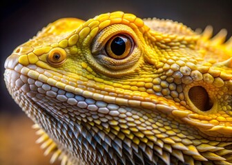 Fototapeta premium Macro Close-up of a Yellow Bearded Dragon's Eye and Scales