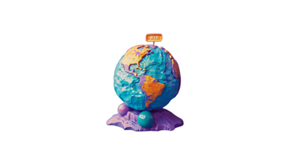 3D icon of earth with location sign png