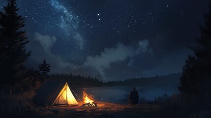 Campfire Glow and Starry Sky: A Solo Adventure