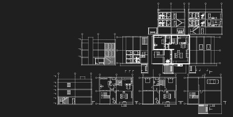 house architectural project sketch 3d illustration