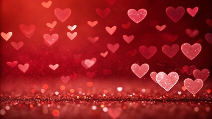 Obraz premium Valentine's Day, Red Heart Bokeh Background for Valentine's Day Poster, Banner, Post, Story,