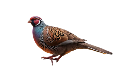 A majestic partridge perched atop a lush meadow