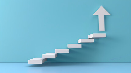 White arrow up with blue stair