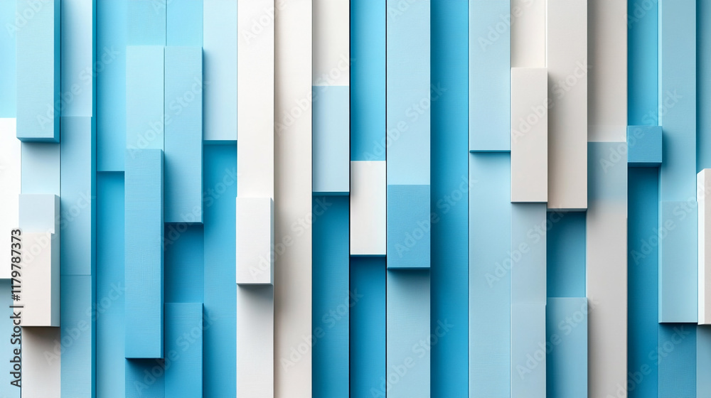 Wall mural abstract blue squares composition of blue and white geometric shapes creating a serene atmosphere.