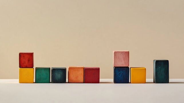 Number blocks forming a line in ascending order on a neutral background