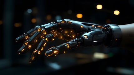 Naklejka premium A futuristic approach where AI and robotics are combined for human well-being