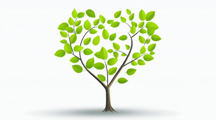 heart shaped tree with vibrant green leaves symbolizes love and nature beauty. This design evokes feelings of growth and harmony. Valentines Concept