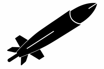 missile silhouette vector illustration on a white background. Missile icon. Silhouette missile black color only

