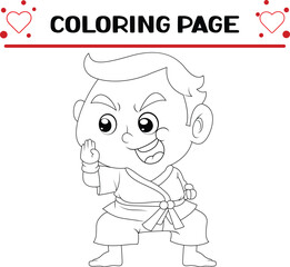 karate boy is practicing coloring page for kids