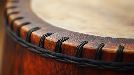 Close-up of the drumhead and rim of a minimalist kid's drum